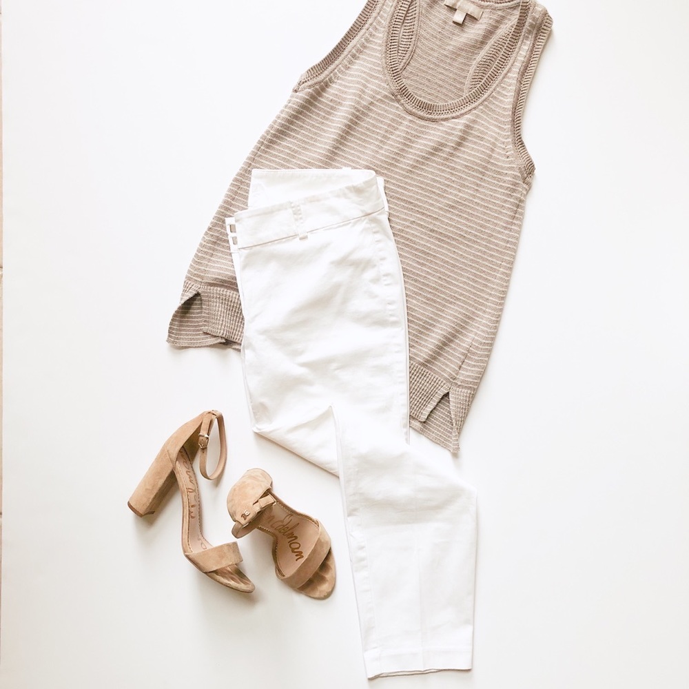 Ann Taylor Carnegie Crop White Pants, size 6